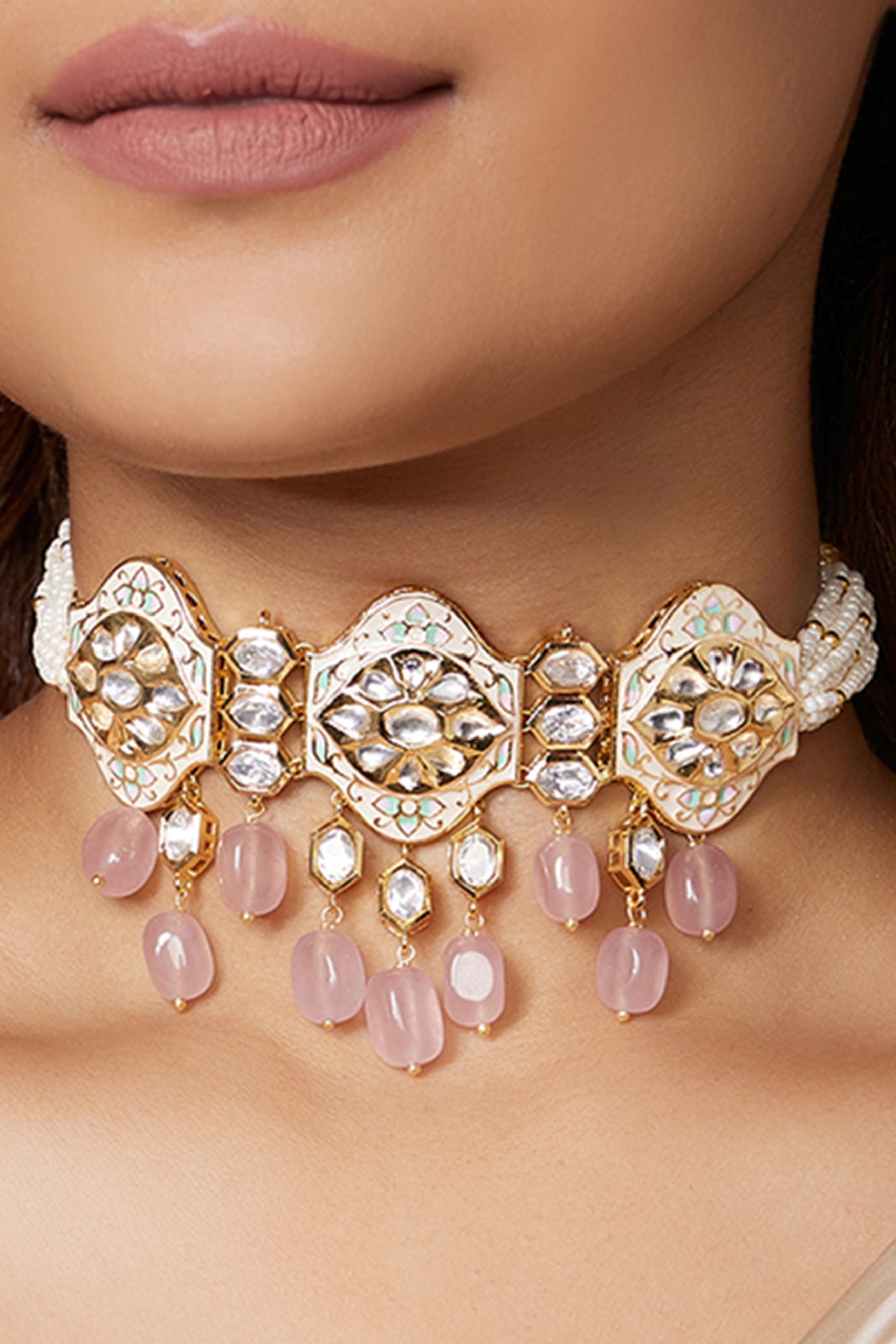 Joules by Radhika Kundan Polki Pearly Antique Choker jewellery indian designer wear online shopping melange singapore