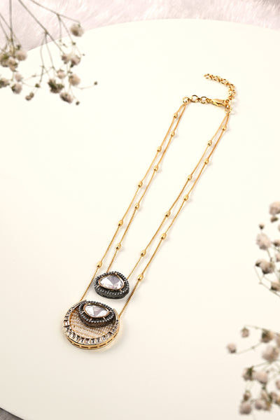 Joules by Radhika Layered Dainty Necklace With Polki jewellery indian designer wear online shopping melange singapore