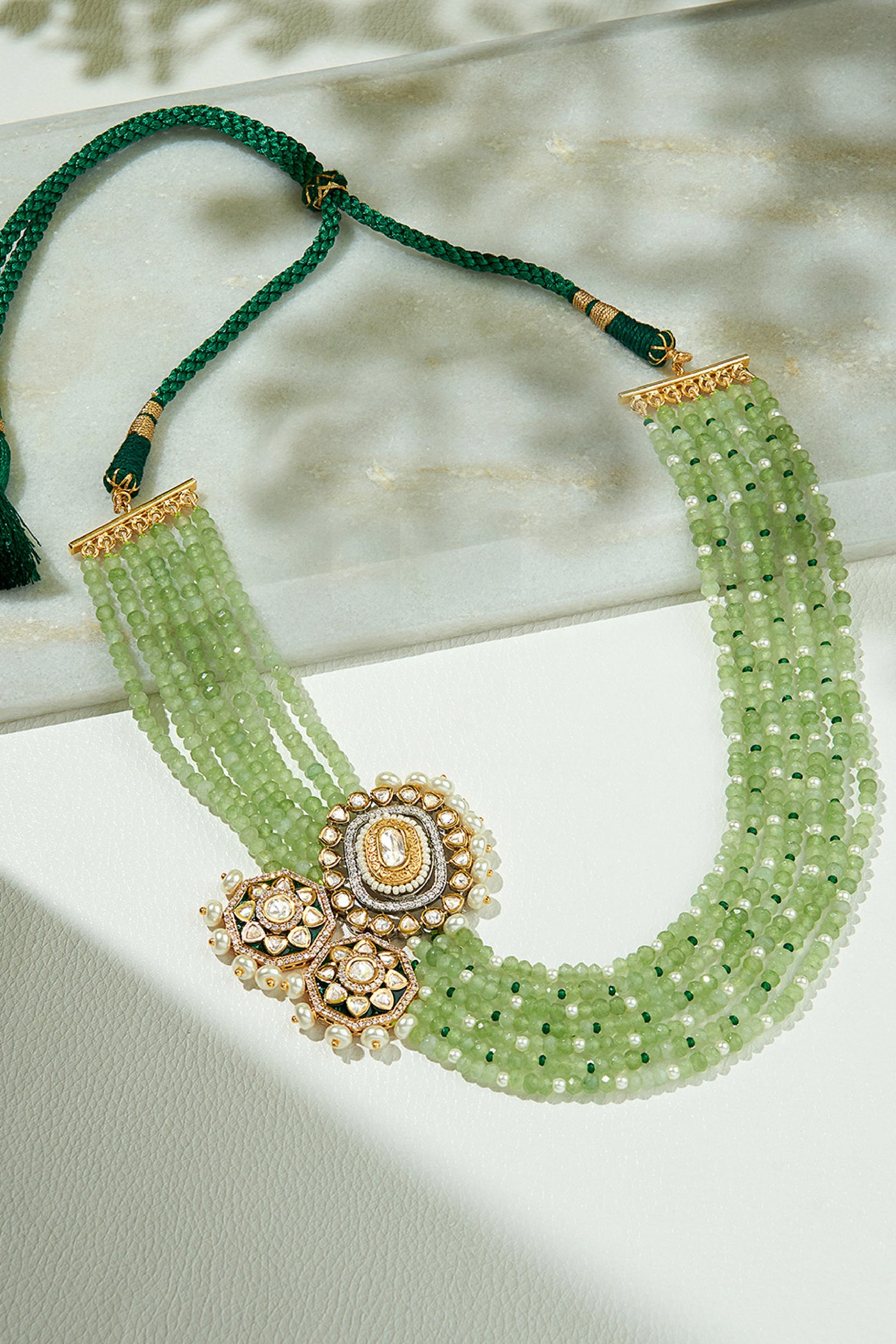 Joules by Radhika Layered Green Necklace jewellery indian designer wear online shopping melange singapore