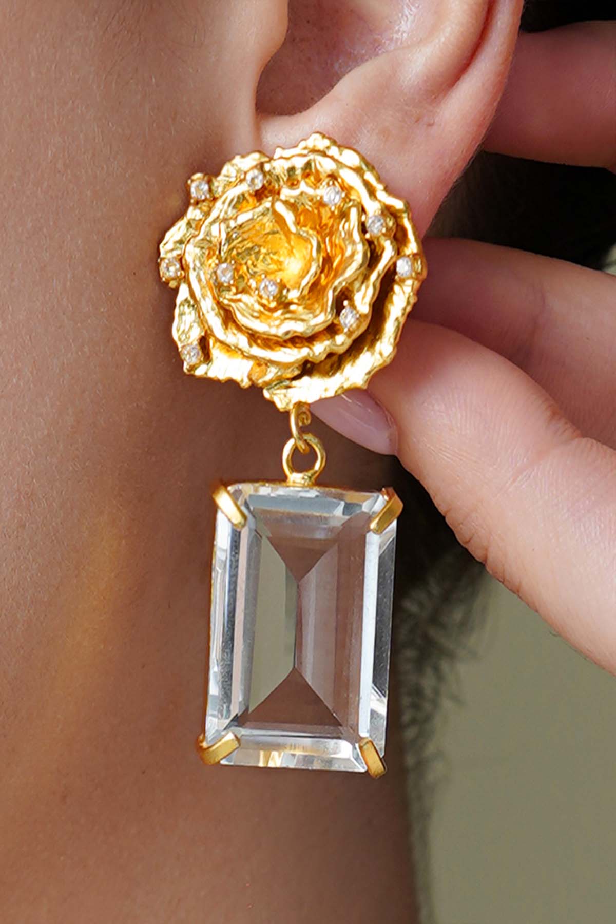 Joules by Radhika Luxe Rose Drop Earrings indian designer wear online shopping melange singapore 