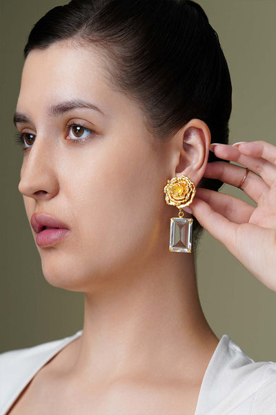 Joules by Radhika Luxe Rose Drop Earrings indian designer wear online shopping melange singapore 