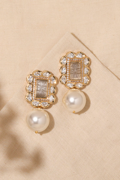 Joules by Radhika Luxurious Ivory Pearl Drop Earrings indian designer wear online shopping melange singapore