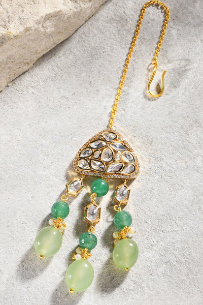 Joules by Radhika Maangtikka With Green Drops indian designer wear online shopping melange singapore