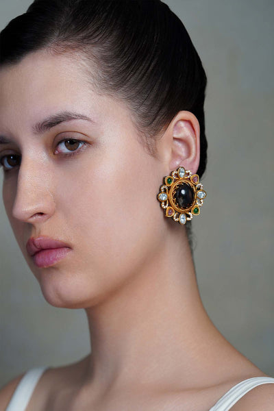 Joules by Radhika Midnight Bloom Stud Earrings indian designer wear online shopping melange singapore 