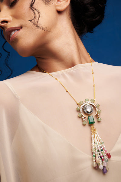 Joules by Radhika Multi Colour Antique Tasseled Necklace jewellery indian designer wear online shopping melange singapore