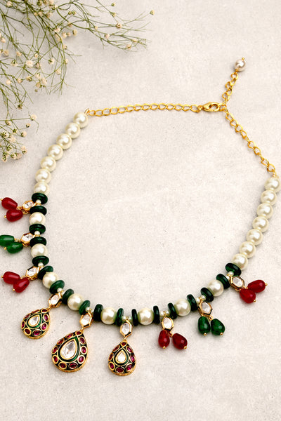 Joules by Radhika Multi Colour Necklace With Enamelling Work jewellery indian designer wear online shopping melange singapore