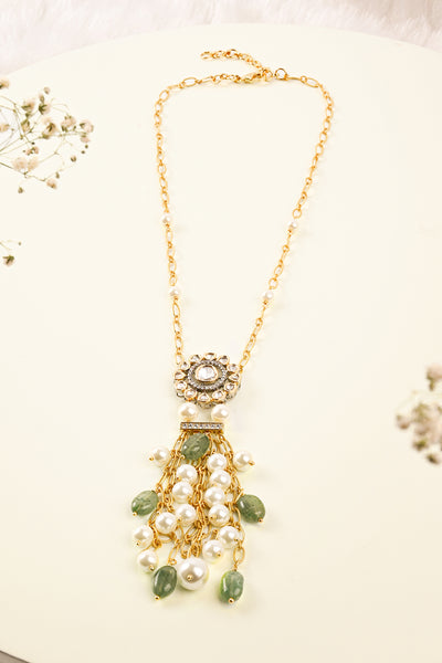 Joules by Radhika Multi Colour Tasseled Polki Necklace jewellery indian designer wear online shopping melange singapore