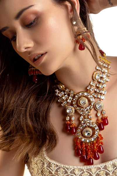 Joules by Radhika Multi Coloured Polki Bridal Necklace Set jewellery indian designer wear online shopping melange singapore