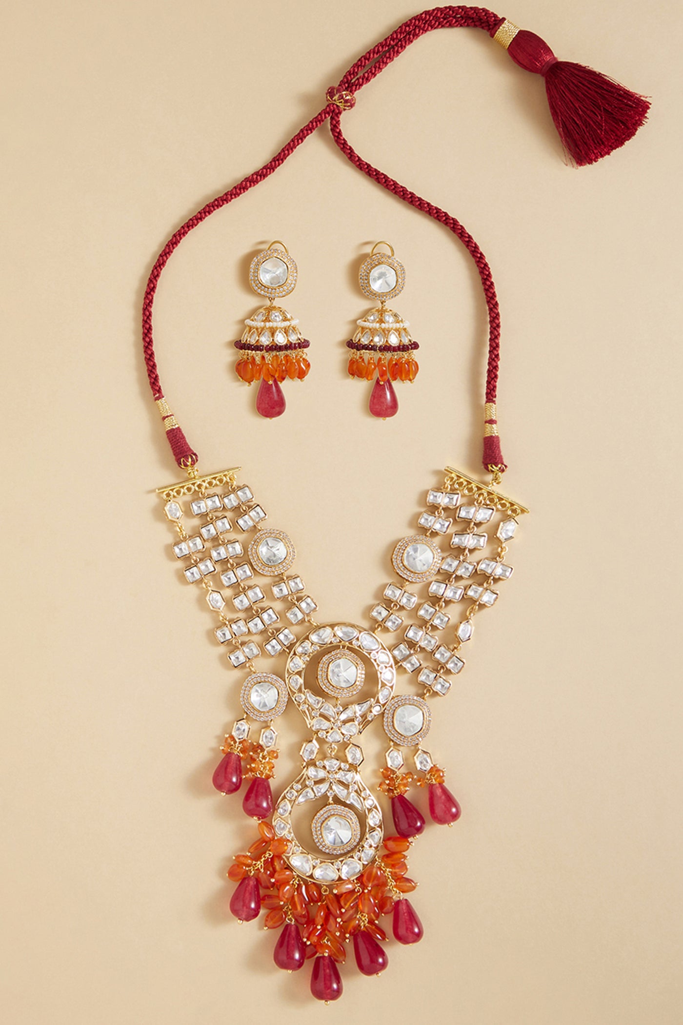 Joules by Radhika Multi Coloured Polki Bridal Necklace Set jewellery indian designer wear online shopping melange singapore