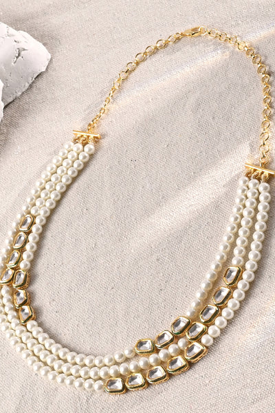 Joules by Radhika Multi Layered Pearl Polki Necklace jewellery indian designer wear online shopping melange singapore