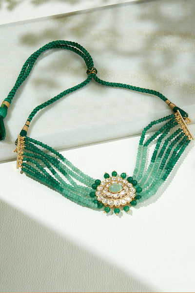 Joules by Radhika Multi Shaded Green Polki Choker jewellery indian designer wear online shopping melange singapore