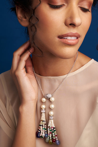 Joules by Radhika Multi Tasseled Pearl Necklace jewellery indian designer wear online shopping melange singapore