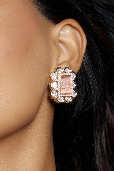 Joules by Radhika Peach Kundan Polki Studs jewellery indian designer wear online shopping melange singapore