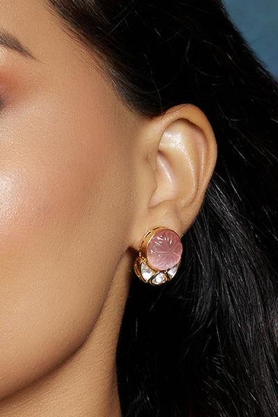 Joules by Radhika Peach Polki Studs jewellery indian designer wear online shopping melange singapore