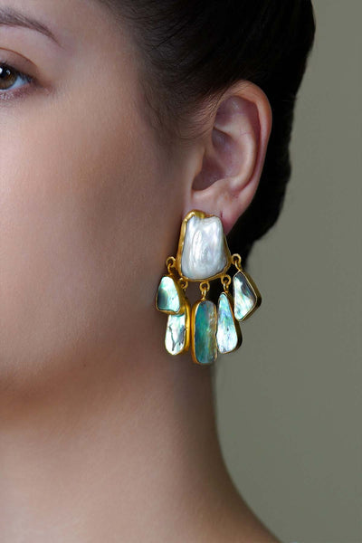 Joules by Radhika Pearl Mist Stylish Stud Earrings indian designer wear online shopping melange singapore 