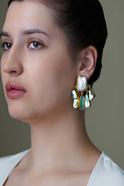 Joules by Radhika Pearl Mist Stylish Stud Earrings indian designer wear online shopping melange singapore 