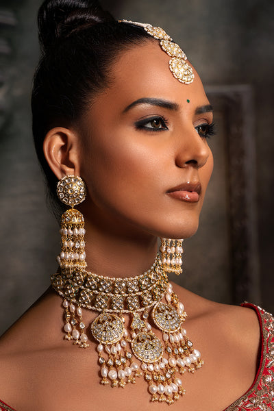 Joules by Radhika Pearl And Polki Bridal Necklace Set jewellery indian designer wear online shopping melange singapore