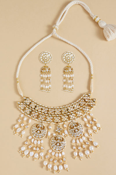 Joules by Radhika Pearl And Polki Bridal Necklace Set jewellery indian designer wear online shopping melange singapore