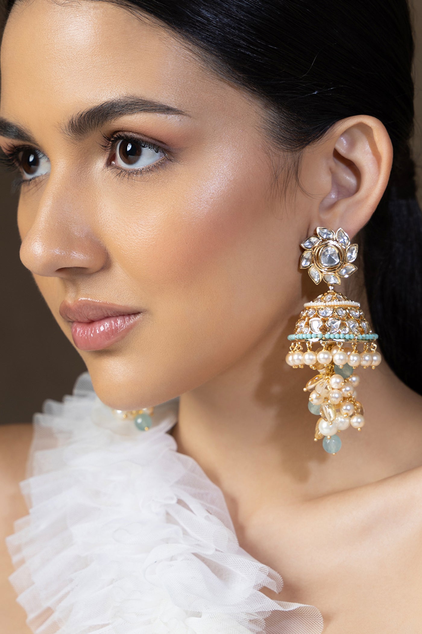 Joules by Radhika Platec Pearl Drops Jhumka Earrings indian designer wear online shopping melange singapore