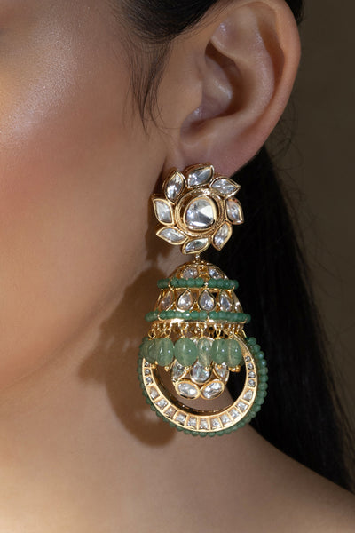 Joules by Radhika Played Polki Beaded Jhumka Earrings indian designer wear online shopping melange singapore