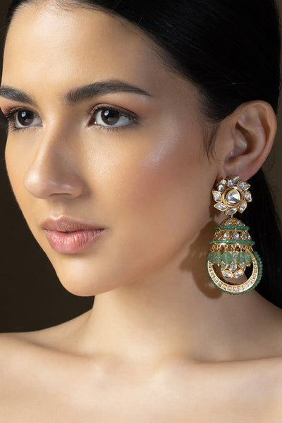 Joules by Radhika Played Polki Beaded Jhumka Earrings indian designer wear online shopping melange singapore