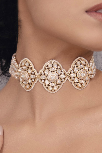 Joules by Radhika Polki Pearl Classic Choker Necklace indian designer wear online shopping melange singapore
