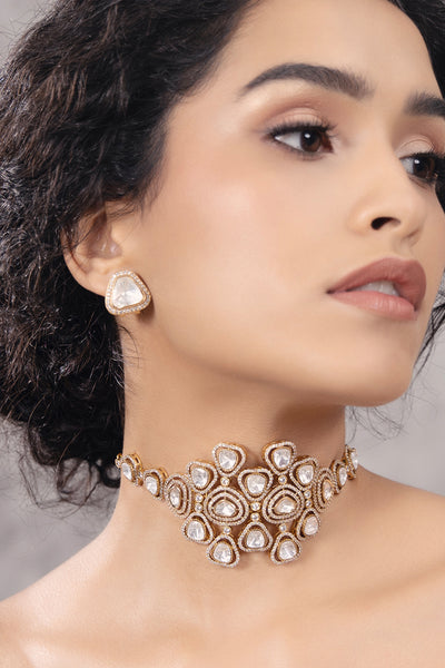Joules by Radhika Polki Pearl Elegant Choker Gold Necklace indian designer wear online shopping melange singapore