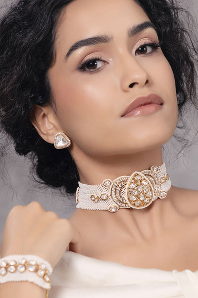 Joules by Radhika Polki Pearl Sophisticated Choker Necklace indian designer wear online shopping melange singapore
