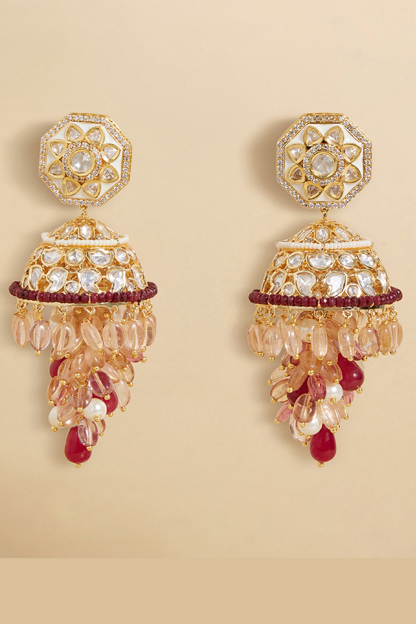 Joules by Radhika Polki And Jade Tumbles Jhumka Earrings indian designer wear online shopping melange singapore