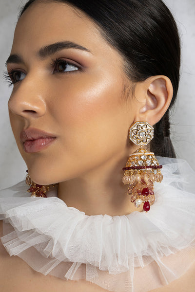 Joules by Radhika Polki And Jade Tumbles Jhumka Earrings indian designer wear online shopping melange singapore