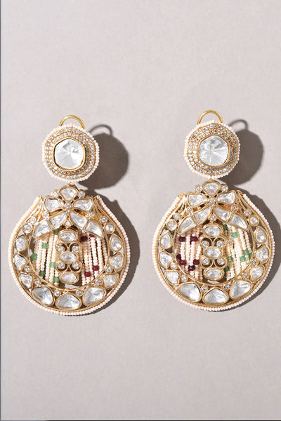 Joules by Radhika Polki And Pearl Drop Earrings Gold indian designer wear online shopping melange singapore