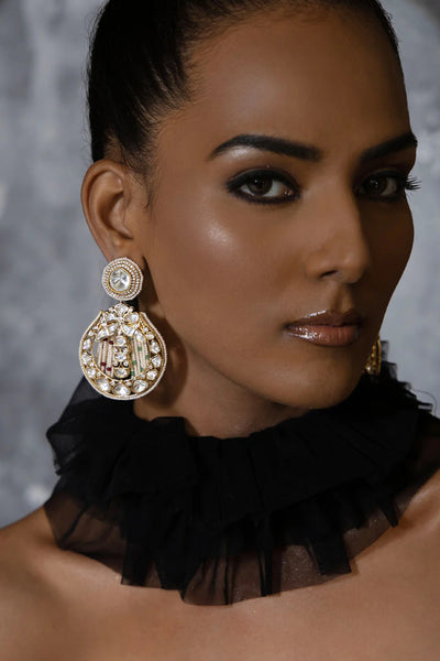 Joules by Radhika Polki And Pearl Drop Earrings Gold indian designer wear online shopping melange singapore