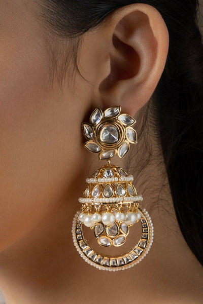Joules by Radhika Polki And Pearl Jhumka Earrings indian designer wear online shopping melange singapore