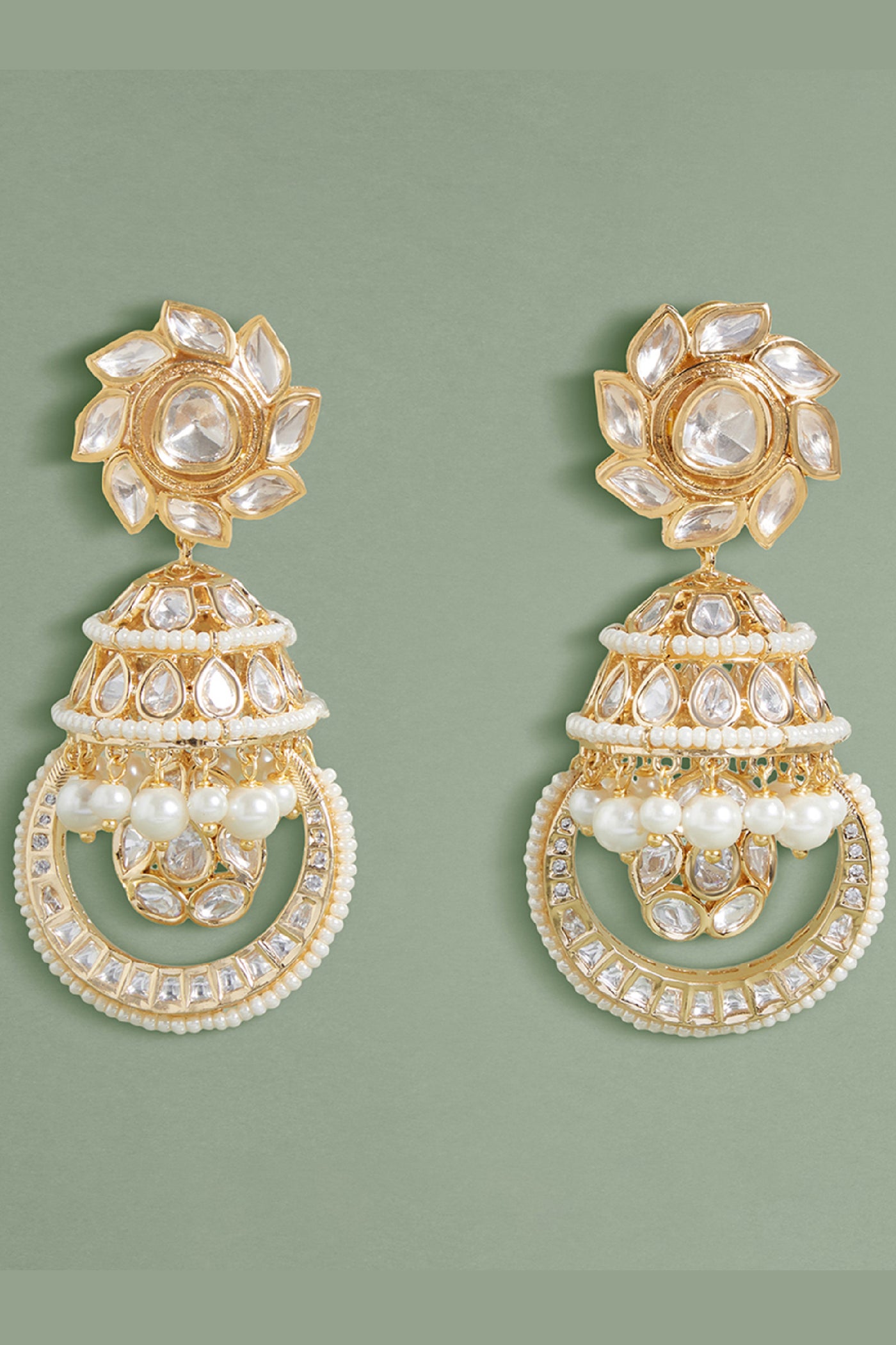 Joules by Radhika Polki And Pearl Jhumka Earrings indian designer wear online shopping melange singapore