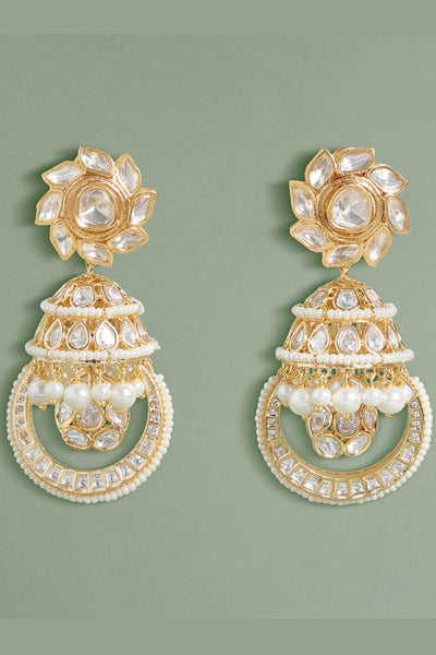 Joules by Radhika Polki And Pearl Jhumka Earrings indian designer wear online shopping melange singapore