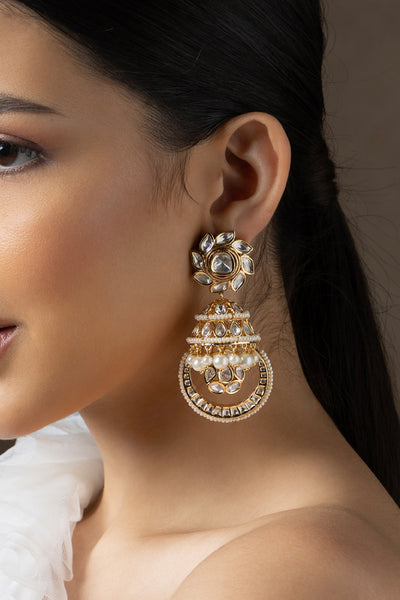 Joules by Radhika Polki And Pearl Jhumka Earrings indian designer wear online shopping melange singapore