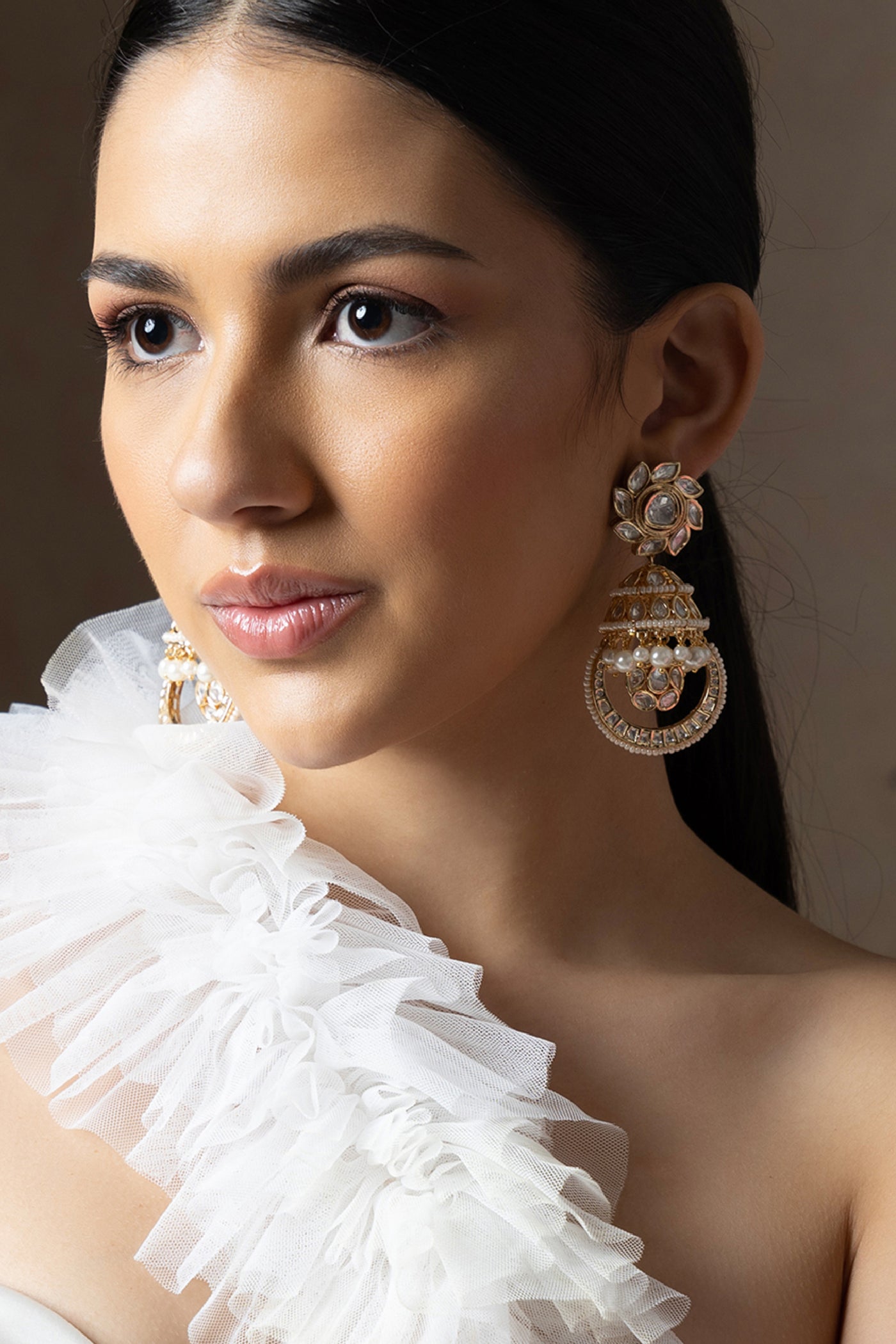 Joules by Radhika Polki And Pearl Jhumka Earrings indian designer wear online shopping melange singapore