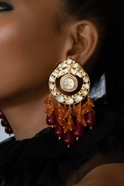 Joules by Radhika Polki And Red Stone Drop Earrings indian designer wear online shopping melange singapore