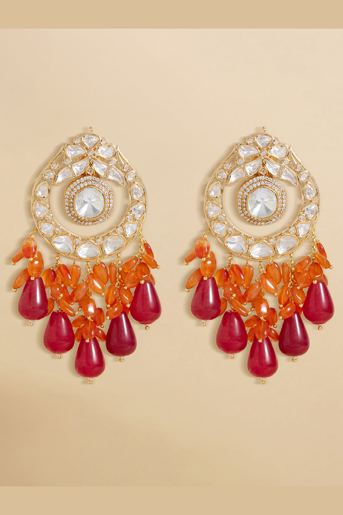 Joules by Radhika Polki And Red Stone Drop Earrings indian designer wear online shopping melange singapore