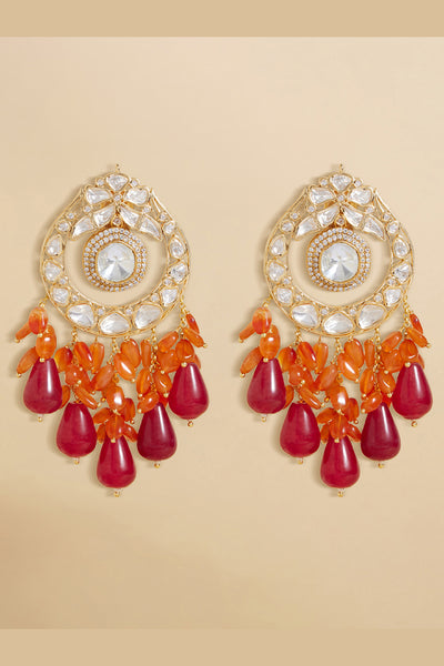 Joules by Radhika Polki And Red Stone Drop Earrings indian designer wear online shopping melange singapore
