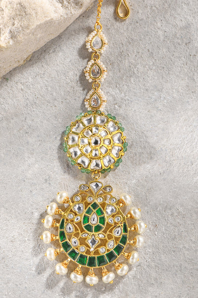 Joules by Radhika Polki Green Maangtikka jewellery indian designer wear online shopping melange singapore