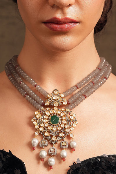 Joules by Radhika Polki Grey Elegance Necklace indian designer wear online shopping melange singapore