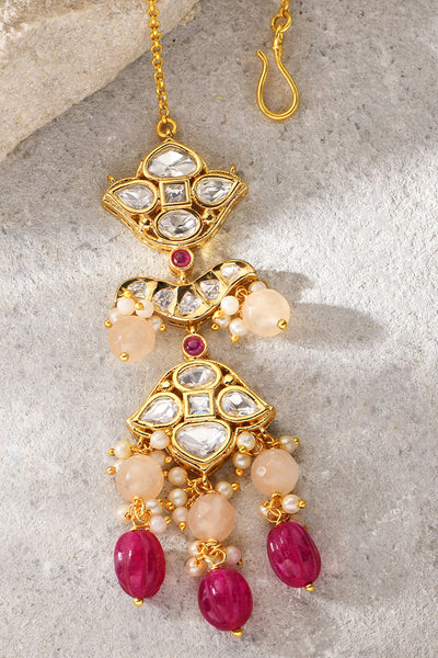Joules by Radhika  Polki Maangtikka With Agate jewellery indian designer wear online shopping melange singapore