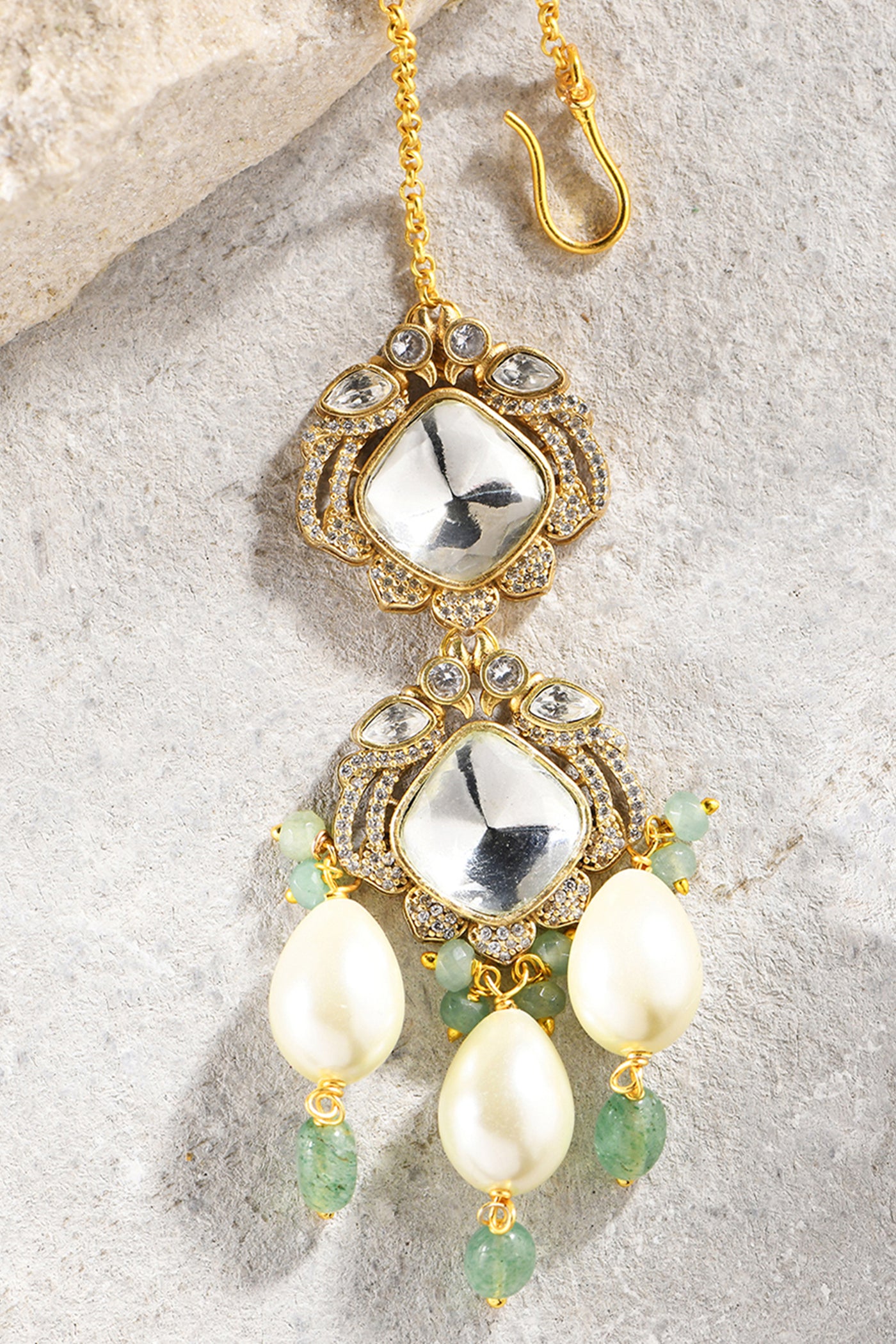 Joules by Radhika Polki Maangtikka With Drops jewellery indian designer wear online shopping melange singapore