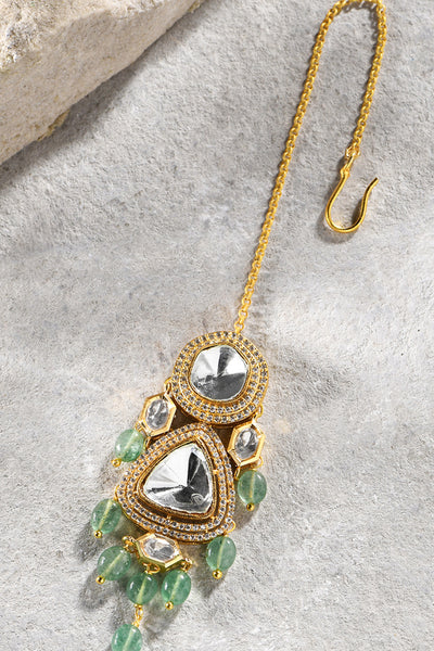 Joules by Radhika  Maangtikka With Green Drops  jewellery indian designer wear online shopping melange singapore