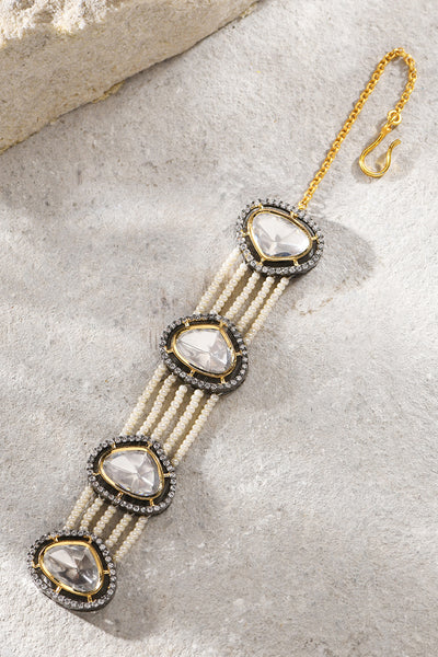 Joules by Radhika Polki Maangtikka With Pearls jewellery indian designer wear online shopping melange singapore