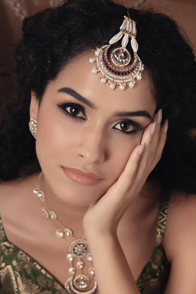 Joules by Radhika Polki Pearl Classic Maang Tikka indian designer wear online shopping melange singapore
