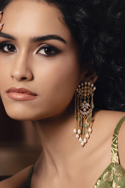 Joules by Radhika Polki Pearl Dazzling Earrings indian designer wear online shopping melange singapore