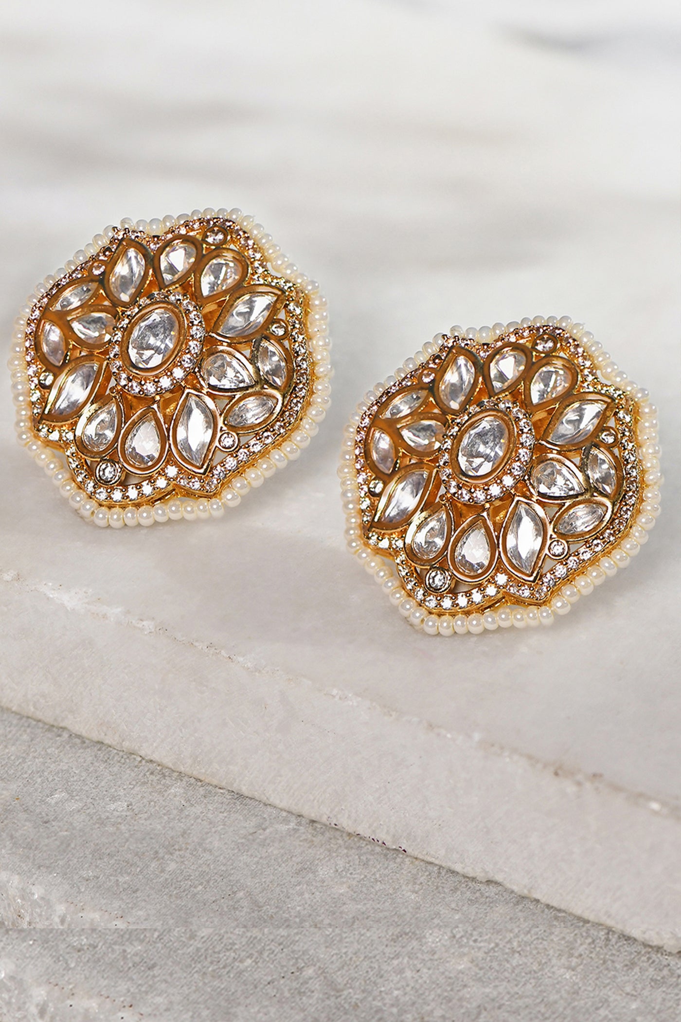 Joules by Radhika Polki Stud Earrings With Pearls jewellery indian designer wear online shopping melange singapore