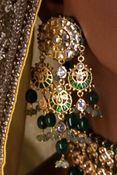 Joules by Radhika Polki And Green Jade Earring Earring indian designer wear online shopping melange singapore